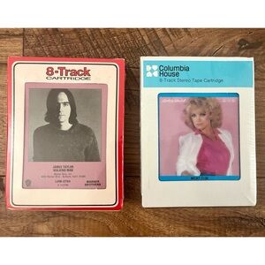 Vtg Lot of 2 Sealed 8 Track Tapes James Taylor & Barbara Mandrell Country Folk